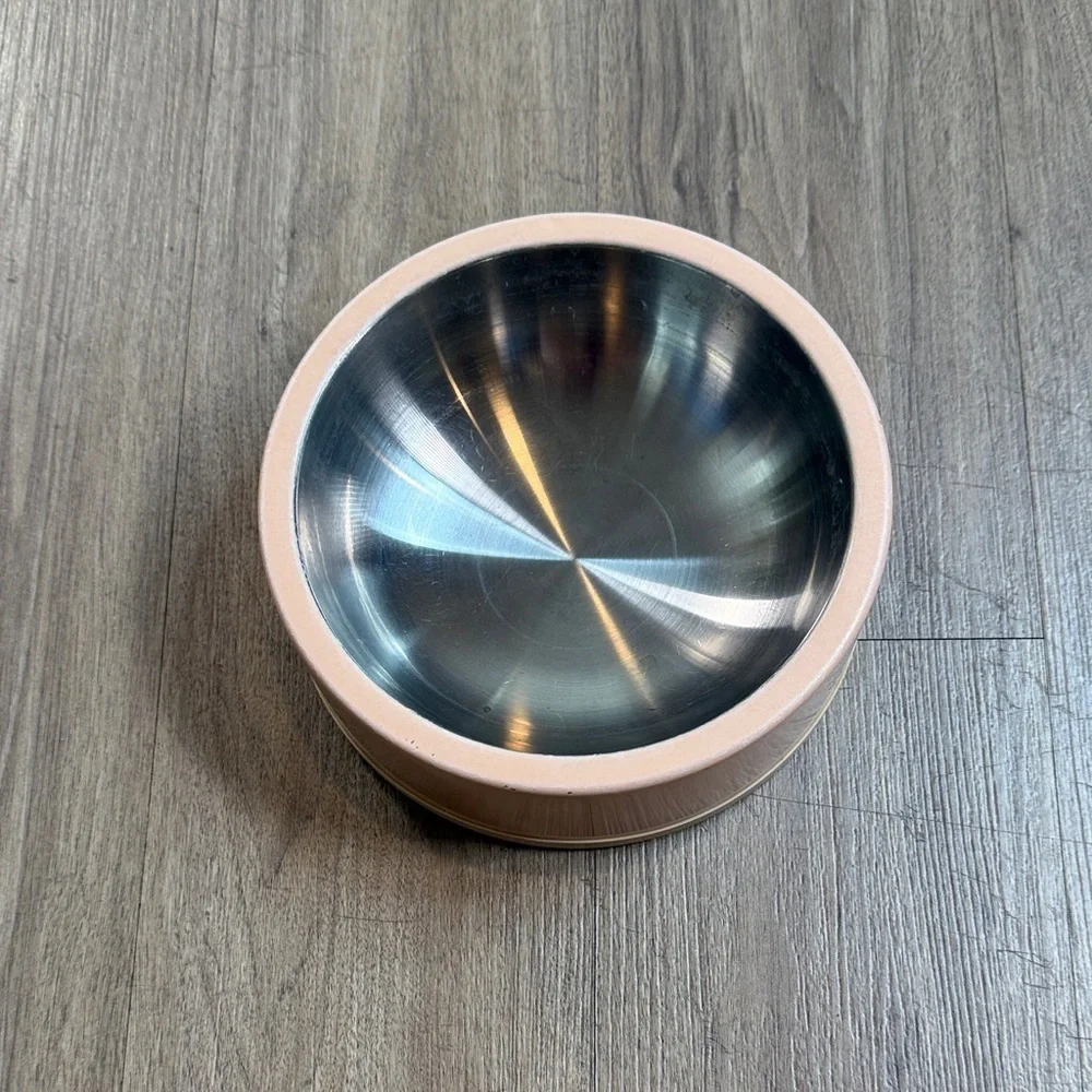Stainless Steel and Pink Pet Bowl